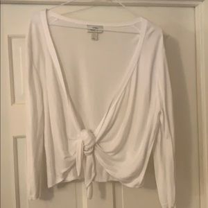 LOFT white three quarter sheer sweater.